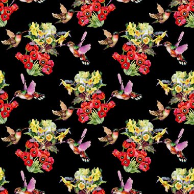 Bahçe çiçek kuşlarla