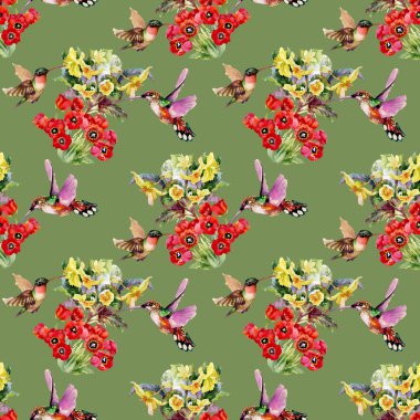 Bahçe çiçek kuşlarla