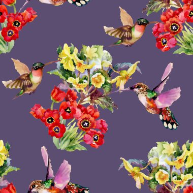 Bahçe çiçek kuşlarla