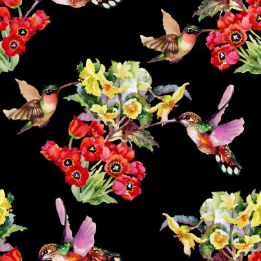 Bahçe çiçek kuşlarla