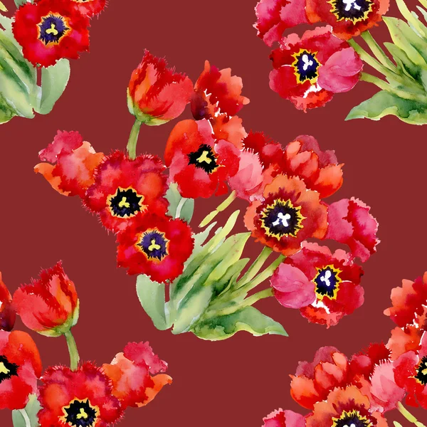 Red tulips pattern — Stock Photo, Image