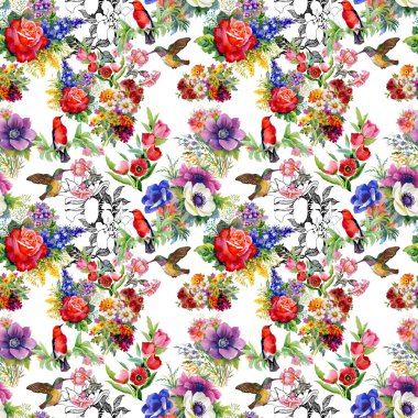 Bahçe çiçek kuşlarla