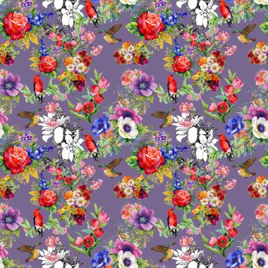 Bahçe çiçek kuşlarla