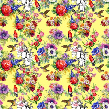 Bahçe çiçek kuşlarla