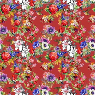 Bahçe çiçek kuşlarla