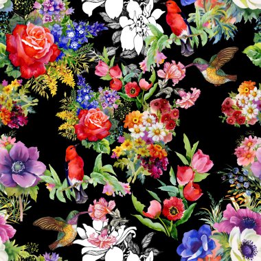 Bahçe çiçek kuşlarla