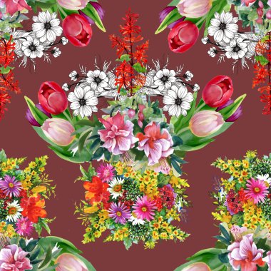 Yaz Bahçe çiçek deseni