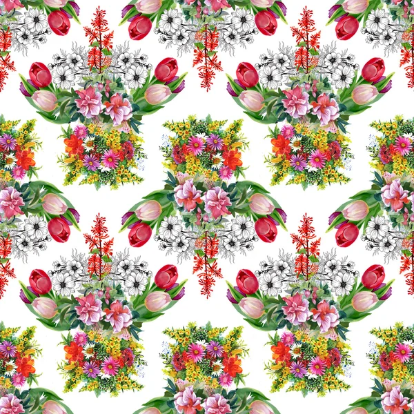 Summer garden flowers pattern — Stock Photo, Image