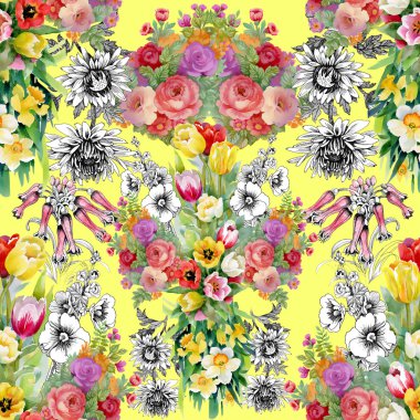 Yaz Bahçe çiçek deseni