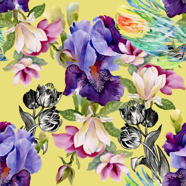 Yaz Bahçe çiçek deseni