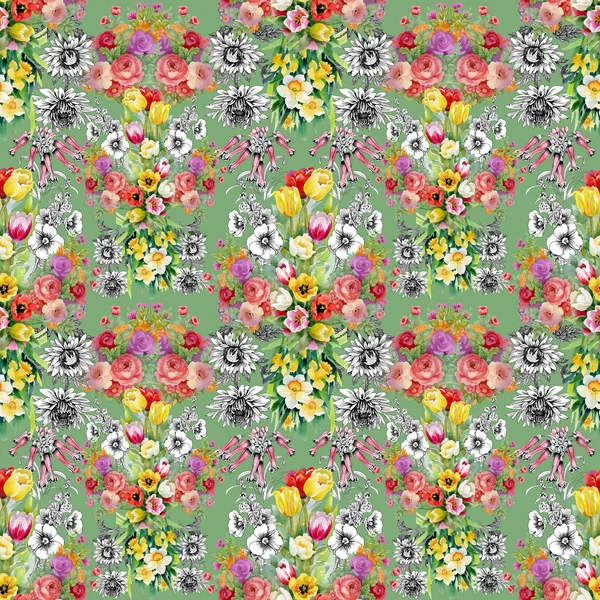 Summer garden flowers pattern — Stock Photo, Image