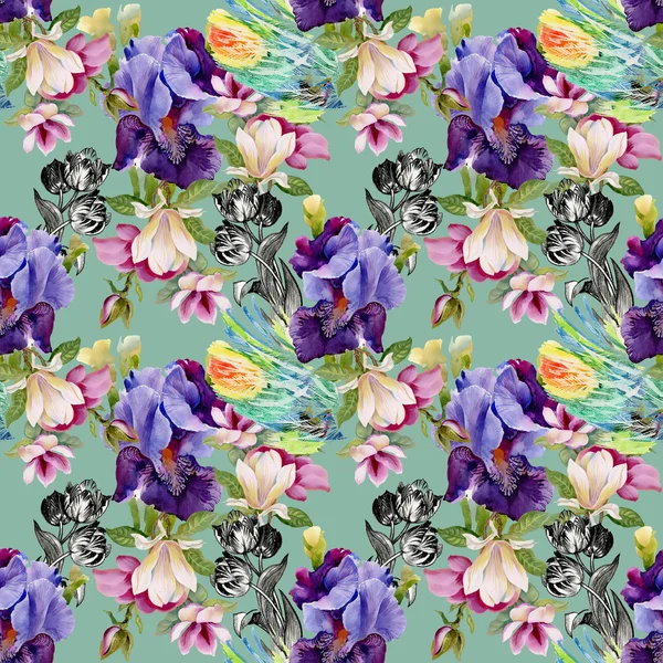 Sommer Garten Blumen Muster — Stockfoto