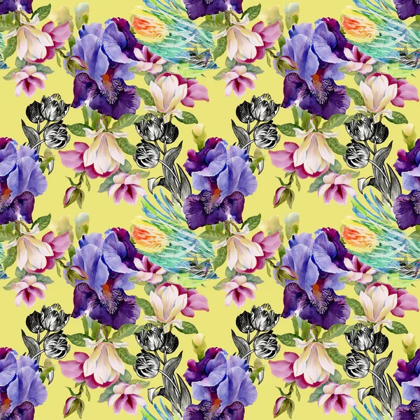 Summer garden flowers pattern — Stock Photo, Image