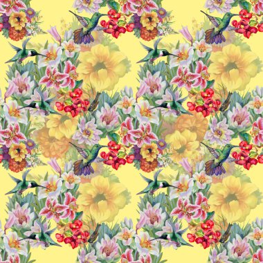 Bahçe çiçek kuşlarla