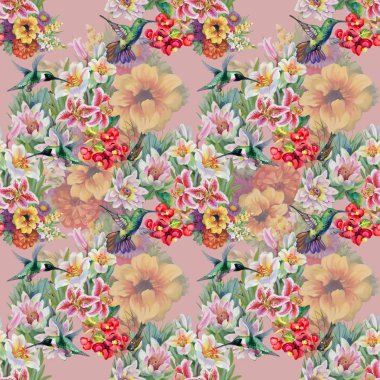 Bahçe çiçek kuşlarla