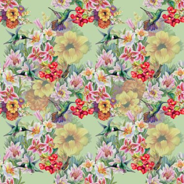 Bahçe çiçek kuşlarla