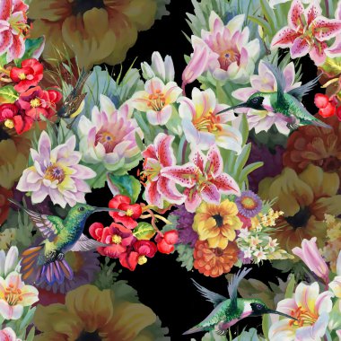 Bahçe çiçek kuşlarla