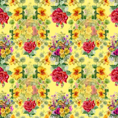 Gül ve ebegümeci yaz Bahçe çiçek