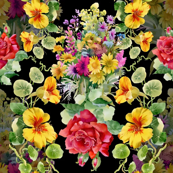 Rosen und Hibiskus Sommer Garten Blumen — Stockfoto