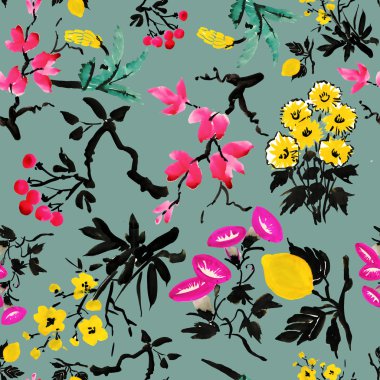 meyve ve çiçek deseni