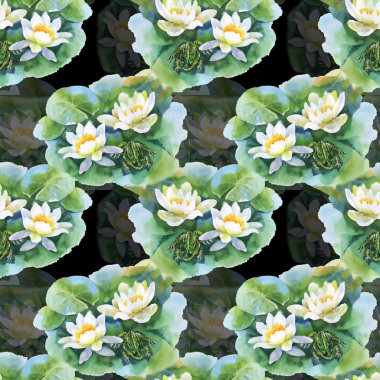 Beyaz su-lilly çiçek deseni