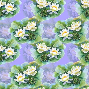 Beyaz su-lilly çiçek deseni