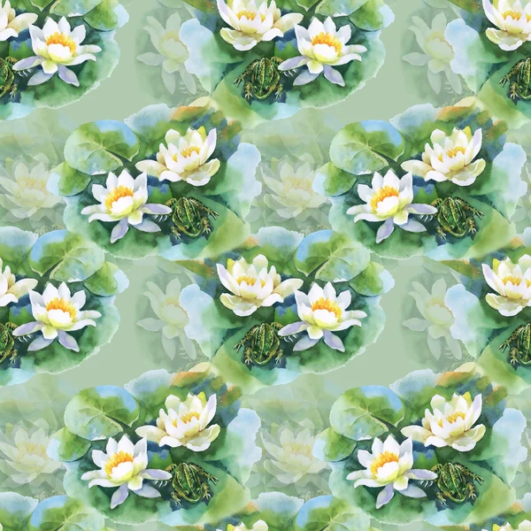 Λευκό νερό-lilly άνθη μοτίβο — Φωτογραφία Αρχείου