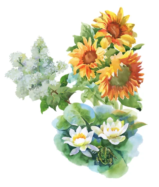 Sommergelbe Sonnenblumen — Stockfoto