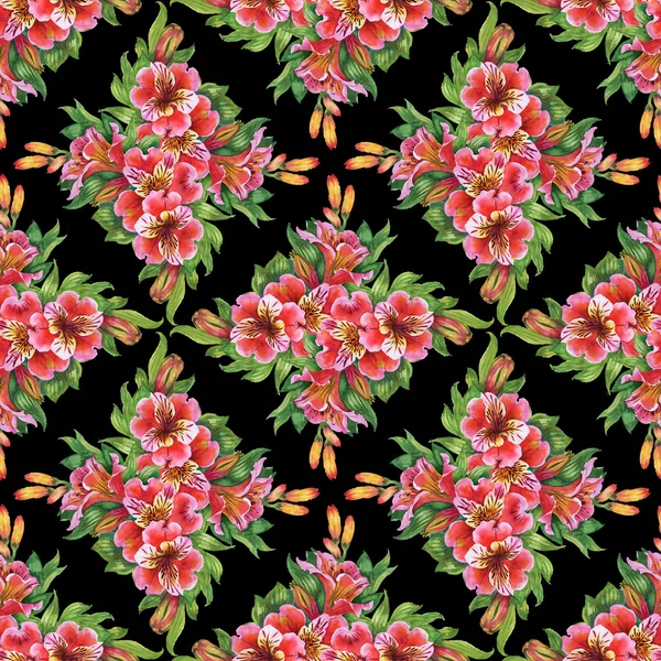Alstromeria flowers pattern — Stock Photo, Image