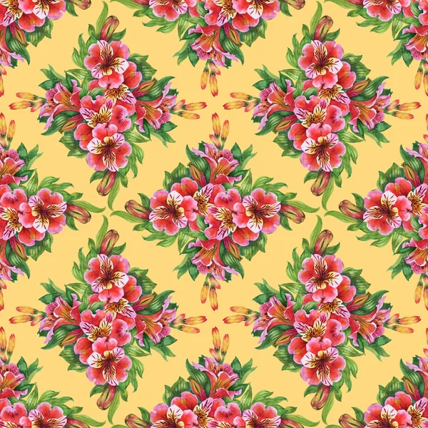 Alstromeria flowers pattern — Stock Photo, Image