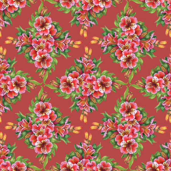 Alstromeria flowers pattern — Stock Photo, Image