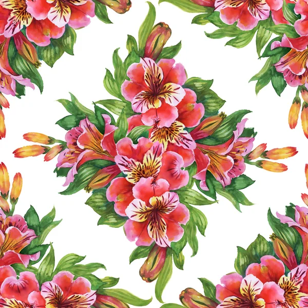 Alstromeria flowers pattern — Stock Photo, Image