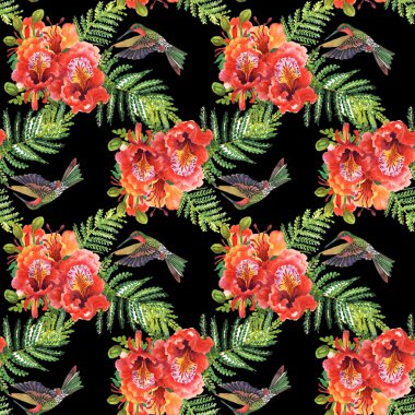 uğultu-kuşlar ve çiçekler desen