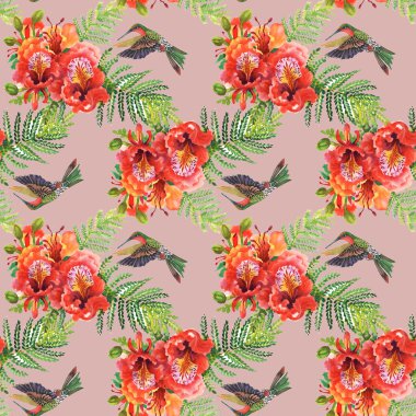 uğultu-kuşlar ve çiçekler desen