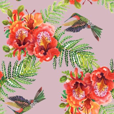 uğultu-kuşlar ve çiçekler desen