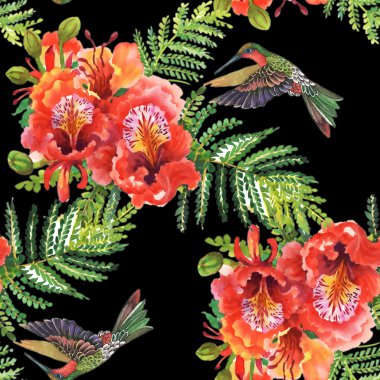 uğultu-kuşlar ve çiçekler desen