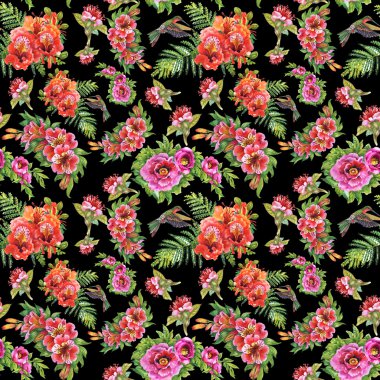 Alstroemeria çiçek ve uğultu-kuşlar