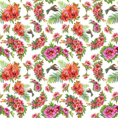 Alstroemeria çiçek ve uğultu-kuşlar