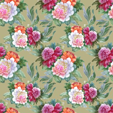 Yaz renkli Şakayık desen