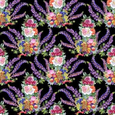 Yaz renkli Şakayık desen