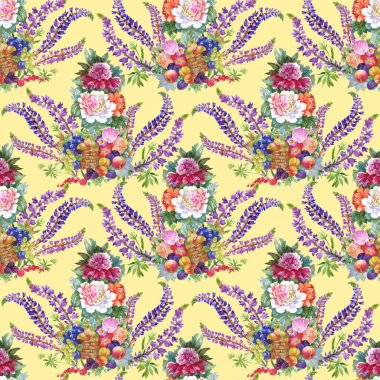 Yaz renkli Şakayık desen