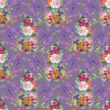 Yaz renkli Şakayık desen