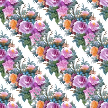 Yaz renkli gül deseni