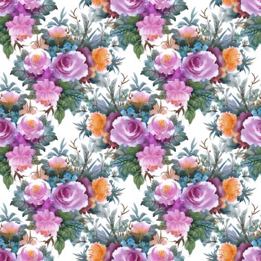Yaz renkli gül deseni