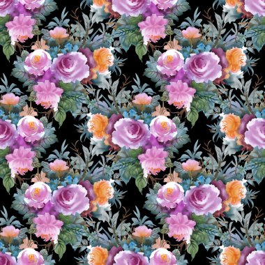 Yaz renkli gül deseni
