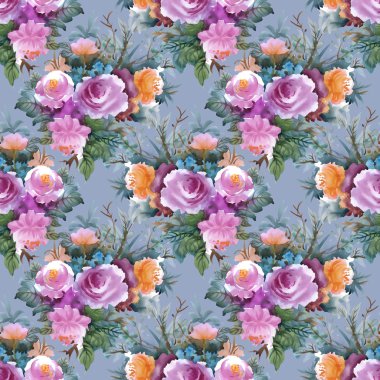 Yaz renkli gül deseni