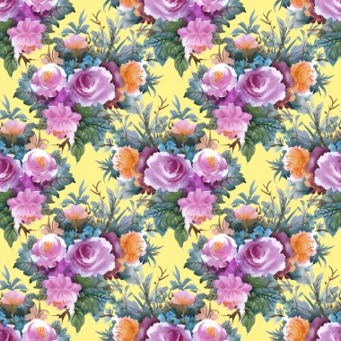 Yaz renkli gül deseni