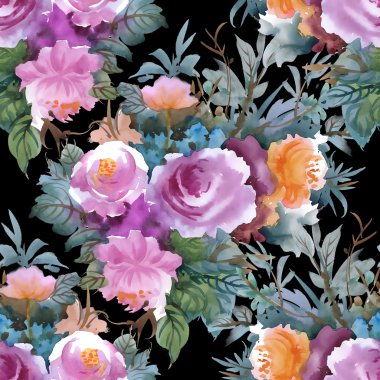 Yaz renkli gül deseni