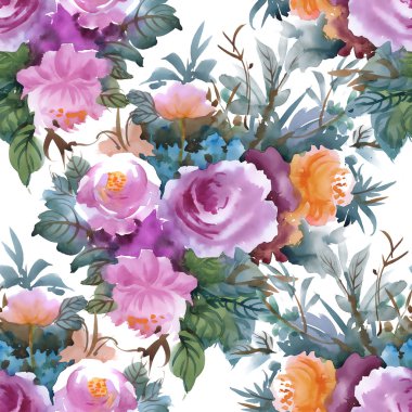 Yaz renkli gül deseni