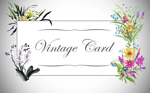 Vintage çiçek kartı — Stok fotoğraf